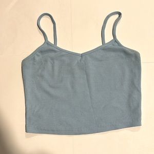 light blue crop top